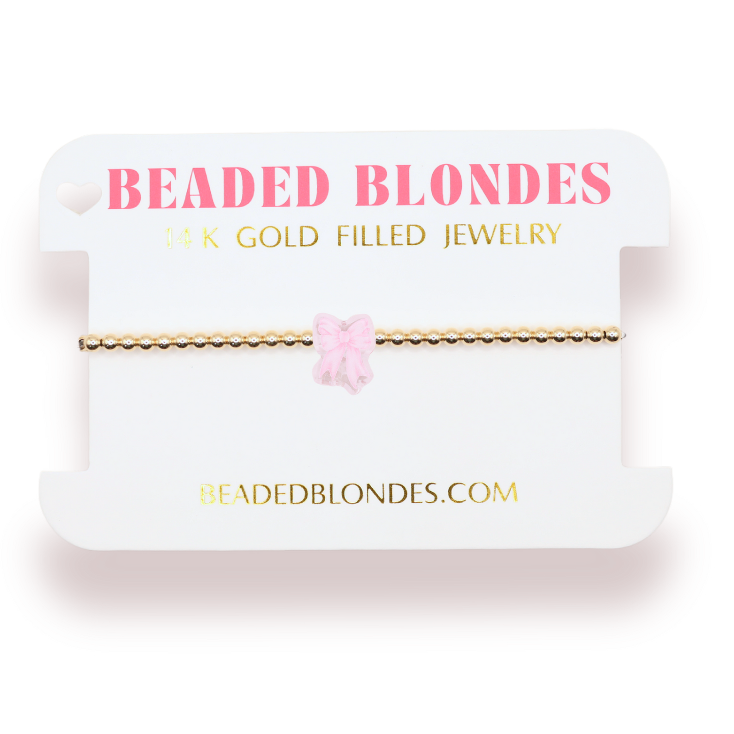 Pink Watercolor Bow Bracelet on Gold