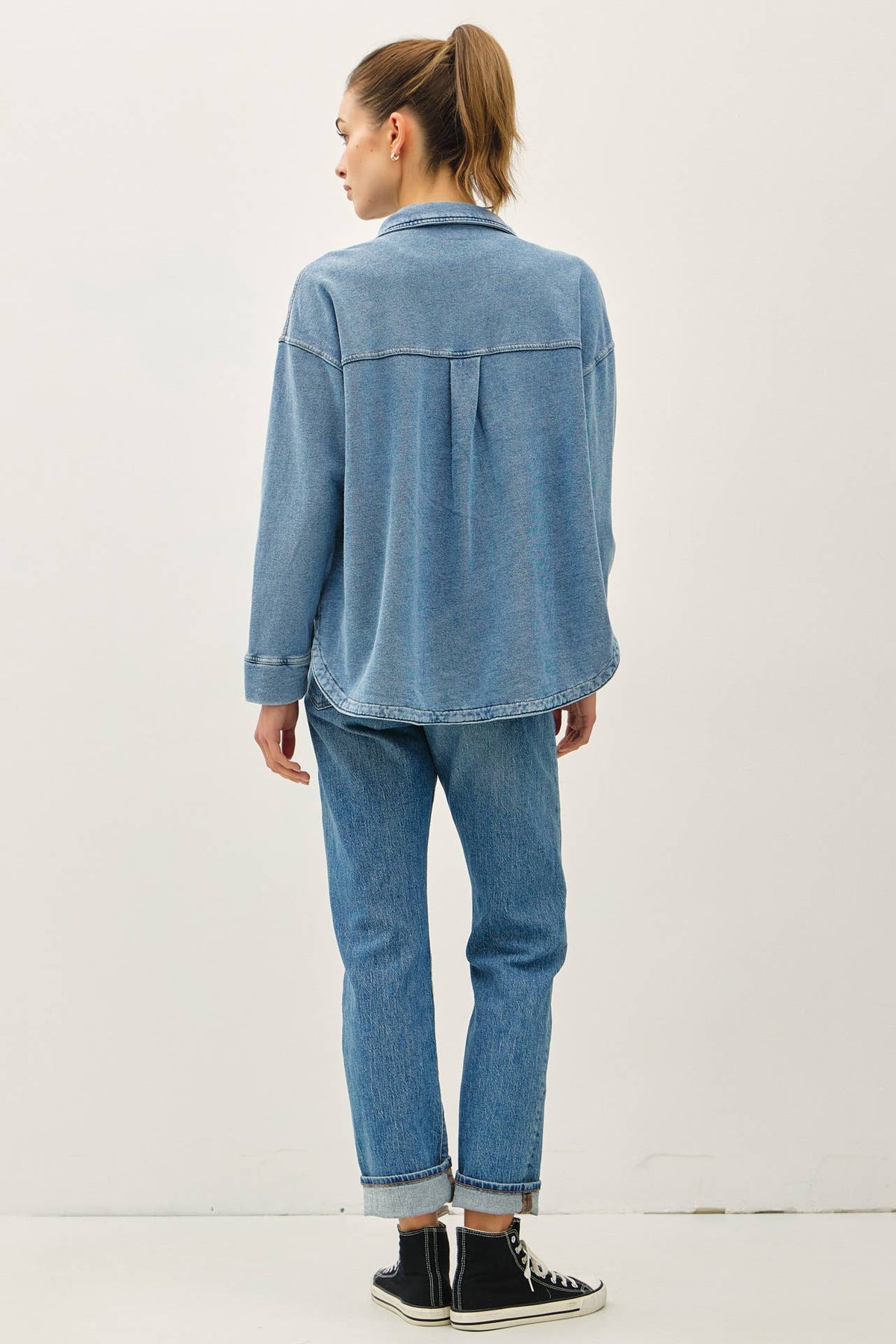 Terry Fleece Denim Shacket
