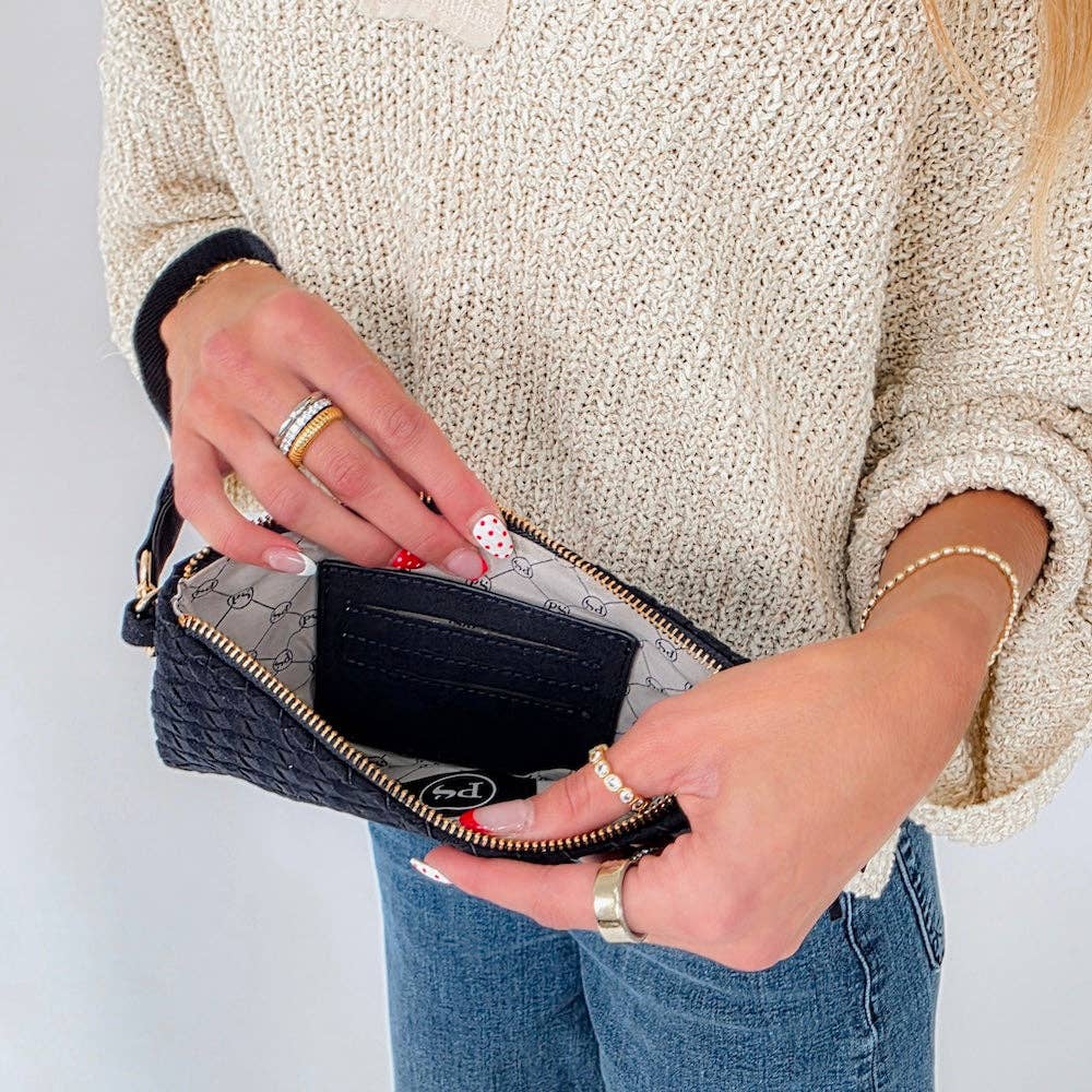 Suede Emma Woven Clutch Wristlet
