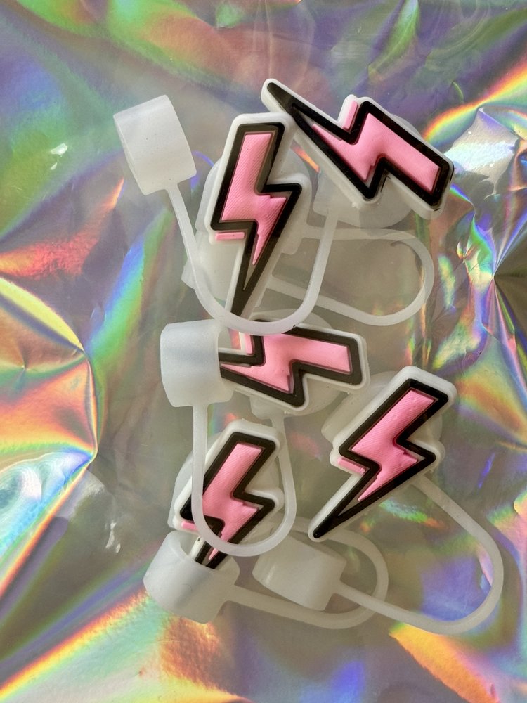 Pink Bolt Straw Topper