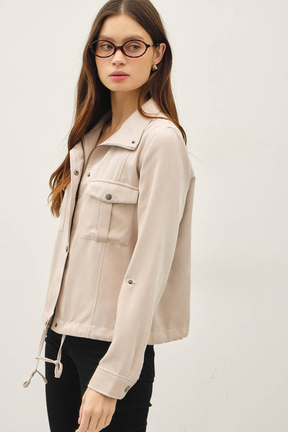 CROPPED UTILITY ZIPPER SAFARI JACKET