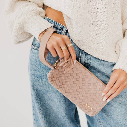 Suede Emma Woven Clutch Wristlet