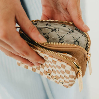 Woven Cameron Double Zip Card Wallet