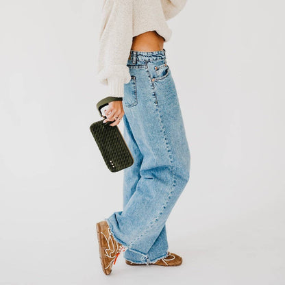 Suede Emma Woven Clutch Wristlet