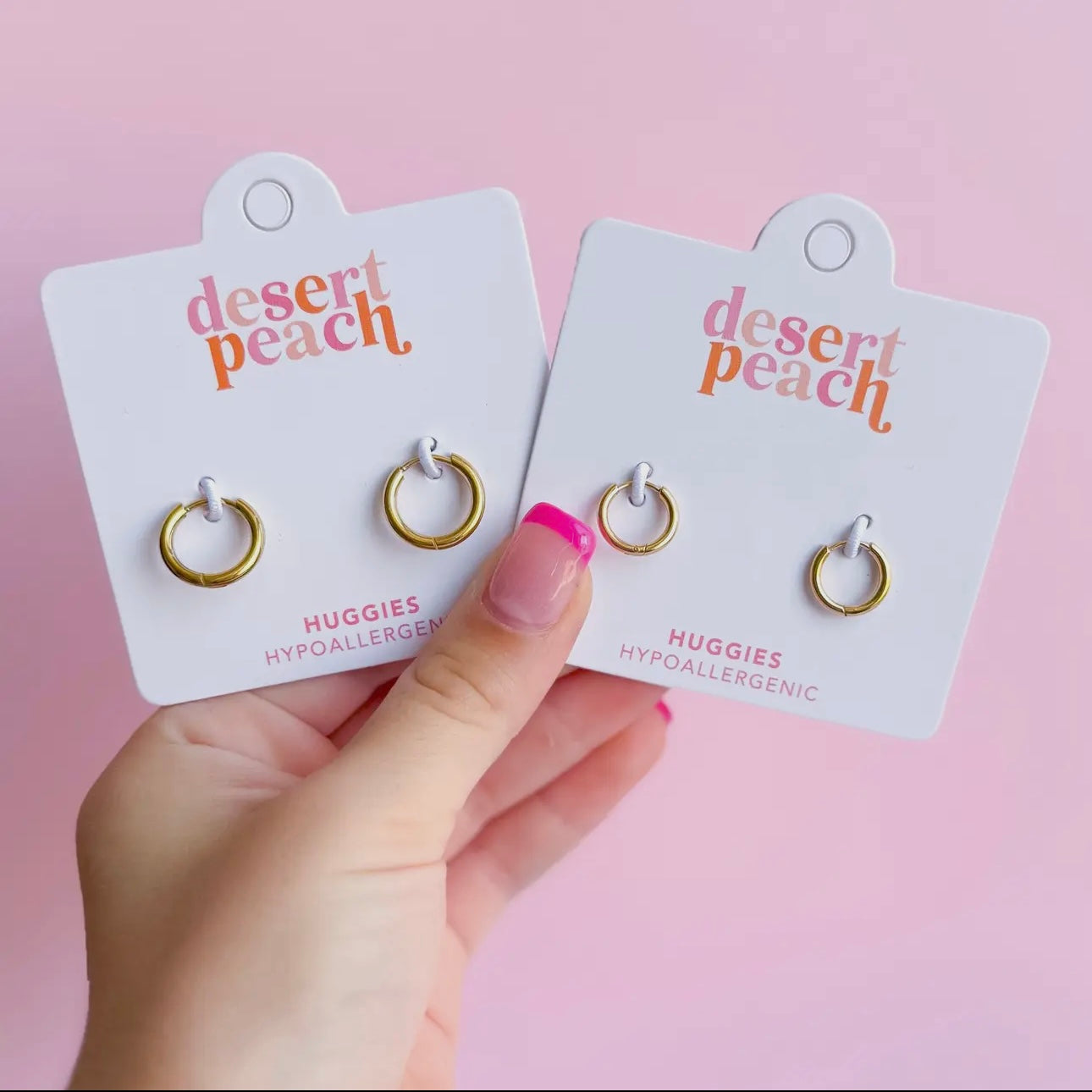 Desert Peach Huggie Hoops