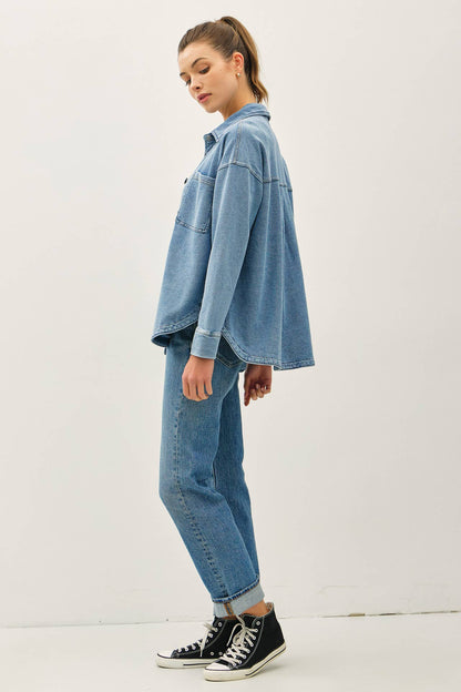 Terry Fleece Denim Shacket