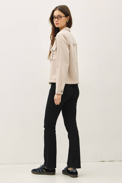 CROPPED UTILITY ZIPPER SAFARI JACKET