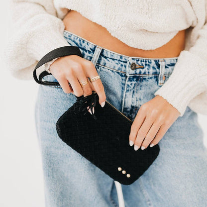 Suede Emma Woven Clutch Wristlet