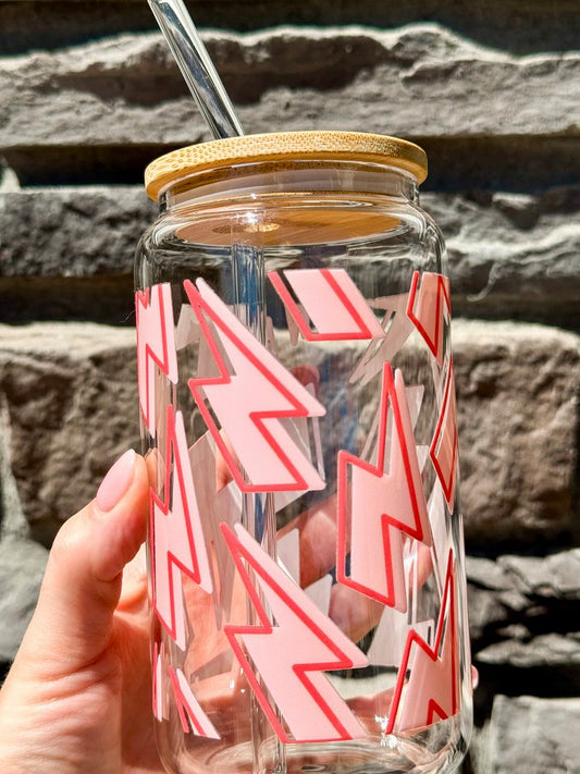 Pink Bolt Glass Cup