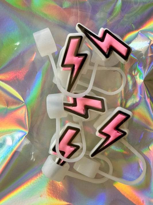 Pink Bolt Straw Topper